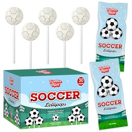 50 Pack Soccer Lollipops – Individually Wrapped Suckers – Strawberry, Tutti Frutti Delicious Flavors – Bulk Suckers Great Use For Fifa World Cup, Party Favors , Sports Snacks Goodie Bags , Soccer Team Treats