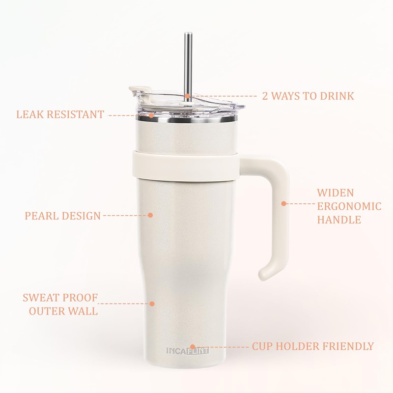 INCAFLINT 40 oz Stainless Steel Vacuum Insulated Tumbler with Lid