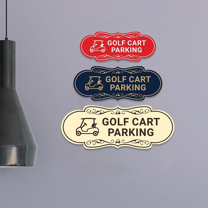 Signs ByLITA Designer Golf Cart Parking Sign (Black Gold) -