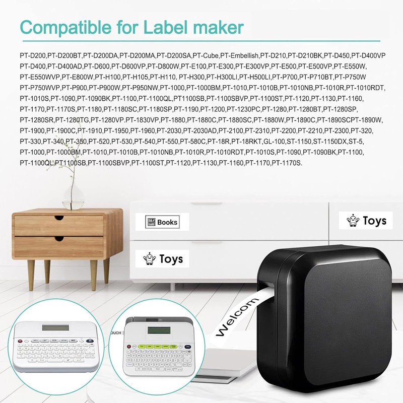 NineLeaf 2PK 12mm Label Tape Compatible for Brother P-Touch TZe-S231