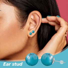 VDKIDKT Natural Turquoise Earrings for Women, Gemstone Post Stud Earrings, 8mm Handmade Natural Stone Earrings Studs for Girls (Turquoise)