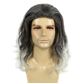 STfantasy Mens Wig Long Wavy Mid Length Synthetic Hair for Male Cosplay Winter Soldier Costume (Ombre Grey)