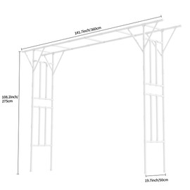 Carotex Flat Top Garden Arch Arbor Trellis, 11.81FT x 9.02FT Metal Pergola for Climbing Plants, Galvanized Steel Pipe with Plastic Coating, Decorations Pergola for Garden, Backyard, Lawn(White)
