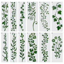 Hebterrka Pack of 12 Leaf Vine Stencils, Reusable Spring Flowers Stencils for DIY Craft Projects, Painting Templates for Wood, Walls, Canvas, Furniture