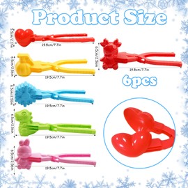 Zkaoai Winter Snowball Maker, Pack of 6 Snowball Shaper, Sandball Snowball Clip, Cartoon Snowball Maker, Snowball Shaper, Winter Snowball Pliers Toy for Children Outdoor Play (F)
