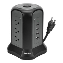 SUPERDANNY Power Strip Tower Surge Protector, SUPERDANNY Desktop Charging Station, 10 Ft...