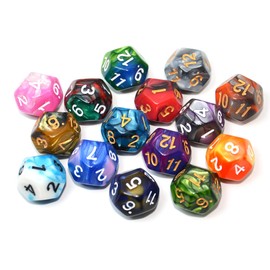 SmartDealsPro 10-Pack D4 D6 D8 D10 D12 Multi Colored Polyhedral Dice for for Dungeons and Dragons DND RPG MTG Table Games (Double Color, D12)
