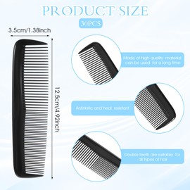 Xinjoduz 30Pack Pocket Combs for Men Women, 5 Inch Black Combs Bulk with Wide and Fine Teeth, Plastic Small Hair Cutting Comb for Travel, Hotel, Homeless, Nursing Home and Charity Barber Comb (Black)
