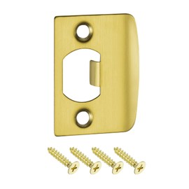 sourcing map Door Strike Plate, 57mm x 45mm Stainless Steel Latch Deadbolt Replacement Lock Strike Plate for Door Frame Door Jamb Reinforcement, Gold