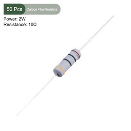YOKIVE 50pcs Carbon Film Resistors 2W 10 Ohm 5% Tolerance Resistors for DIY Electronic Projects 4 Color Bands 62x5mm