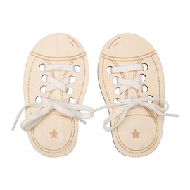 Huamengyuan Baby Threading Lacing Toy Wooden Lacing Shoe Laces Tying Learning Children Practice Laces Tie Learning Lessons Board Early Shoelaces Teaching Aid Lacing Shoes Learning Tool