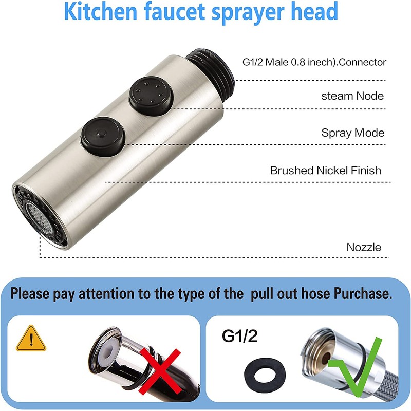 PULL Down kitchen faucet head replacement 2-Function sink faucet head