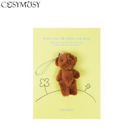 COSYMOSY Good Luck Teddy Bear Keyring Postcard 1ea, Color:Light Brown