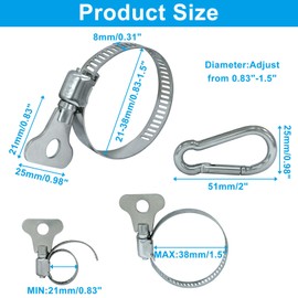 Dijedev 4 Pack Boat Flag Pole Clips, 0.83-1.5 Inches/21-38mm Adjustable Diameter for Pontoon Flag Pole Kit, Winding Flag Mounting Ring for All Vehicle, Boat, House, Garden Flagpole