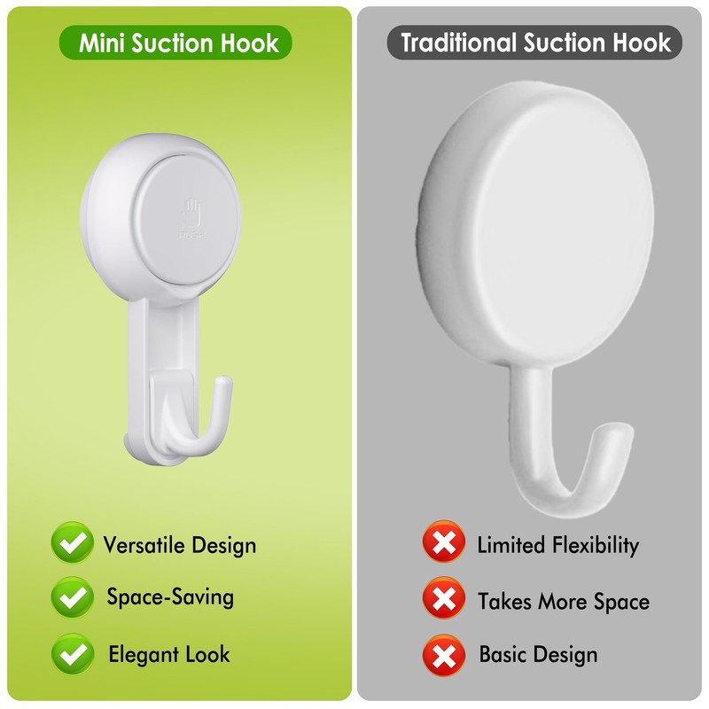 Elegear Mini Suction Cup Hooks for Shower - 2 Pack