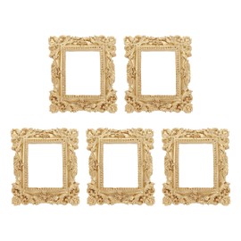 sourcing map 5 Pcs Vintage Resin Picture Frames, 2.3'' x 1.6'' Mini Picture Frames Oval Rectangle Wall Hanging Frames Display Frame Photo Holder for Home Wall Jewelry Display Hotel Decor, Gold