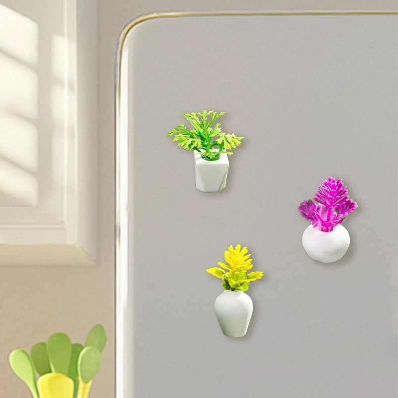 9 Pack Cute Fridge Magnets, Mini Artificial Plants Refrigerator Magnets