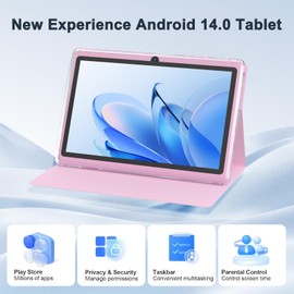 PEICHENG Android 12 Tablet 7", 4GB RAM 32GB ROM Tablets, Quad-Core 1.5GHz Processor, Dual Camera,1024 x 600 IPS Display Screen,512GB Expand, Tablet with Case, Black (Q8PRO Pink)