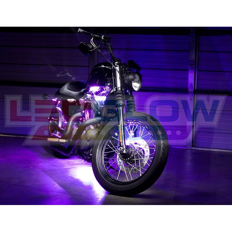 LEDGlow 8pc Advanced Purple LED Motorcycle Accent Neon Underglow Lighting