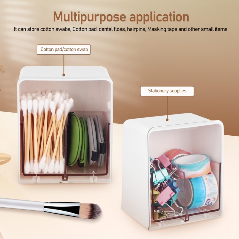 Mobestech Elegant Cotton Swab Holder Double-compartments Storage Box for Cosmetics