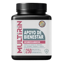 Multirin | 250 Cápsulas Orégano Ajo Jengibre Vitaminac Menta