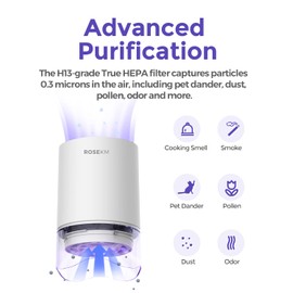 Rosekm Small Air Purifier for Home Bedroom, Personal Desk Mini Air Purifier, Room Hepa Air Purifier Fresheners Cleaner for Dorm, Pets, Smoke, Desktop, Office (2 Pack)