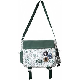 Inshere Aesthetic Crossbody Bag with Cute Pins and Ornament, Casual Shoulder Messenger Bag Japanese Kawaii Bag for Women Men Green