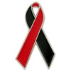 PinMart Red and Black Awareness Ribbon Enamel Lapel Pin –