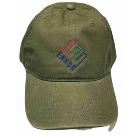 NanoHawk Enron Hat 2212 - Embroidered Adjustable Corporate History Cap, Stonewashed Canvas Green