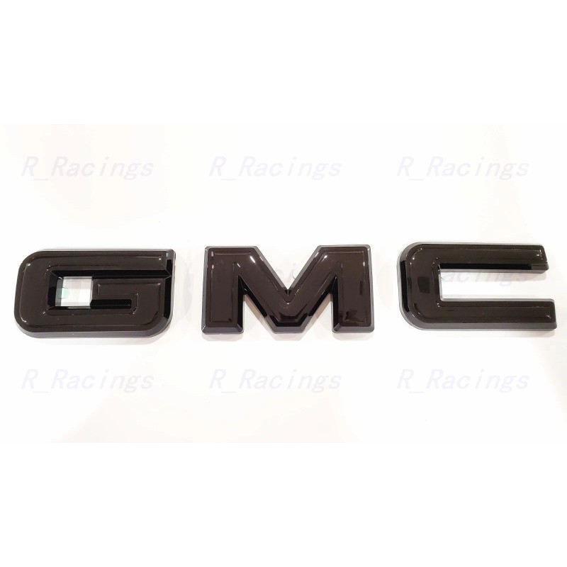 Auto Front & Rear GMC Gloss Black OVERLAY Emblem Badge