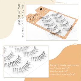 Lashidol False Eyelashes, Natural, Transparent Base, Handmade, DIY at Home, For Daily Makeup, 5 Pairs (Comic Idol)