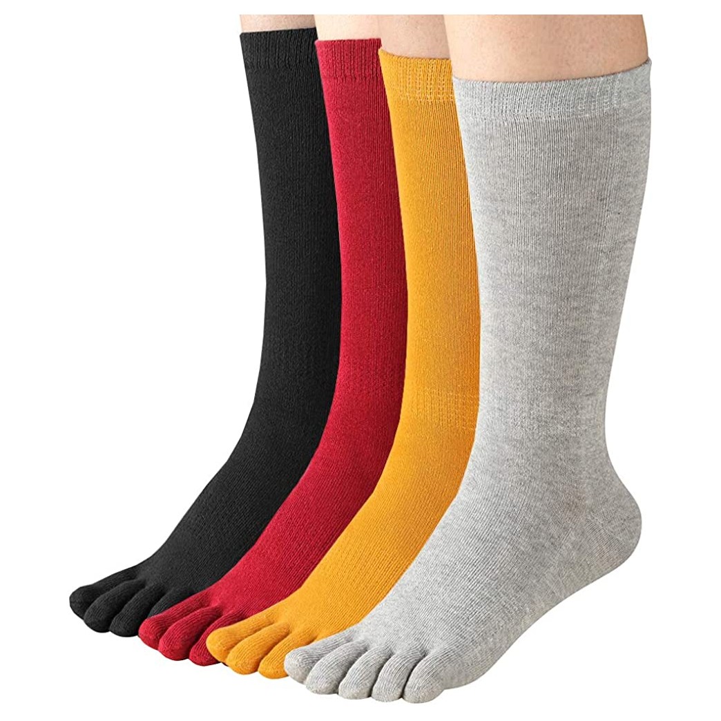 Toe socks Cotton Crew Running Athletic Five Finger Socks for Women 4 Pack