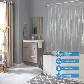 Bath Bliss 70" x 72" in Clear, Material, Eco-Friendly, Wipe Clean, Rust Resistant Grommets PEVA Shower Curtain Liner
