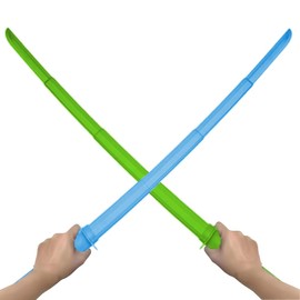 JUGUTA Pack of 2 Ninja Swords, 3D Printed Telescopic Sword, Katana, Samurai Swords, Funny Retractable Samurai Toy Made of Plastic, Theme Party, Carnival