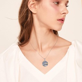 Tree of Life Necklace Sterling Silver Family Tree Pendant Necklace with Owl Jewellery Birthday Gifts for Women Mum Daughter Girlfriend Sister