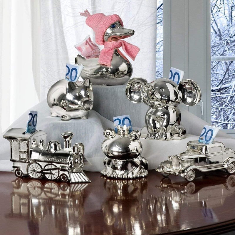 SILBERKANNE Duck Money Box 8 x 8 cm Premium Silver