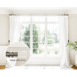 BLASTHOME™ Luxury Faceted Pillar Finials – Fits Only Signature Collection Curtain Rods (Rod Not Included) – Premium Quality, Heavy Metal – Set of Two – Crystal Clear/Matte Graphite