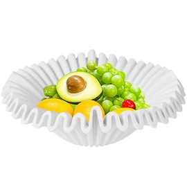 XDONEF Large Decorative Bowl Scalloped Decor Bowl Ruffle Fruit Bowl for Kitchen Counter Modern Decorative Bowls for Home Decor White Keys Bowls for Entryway Table