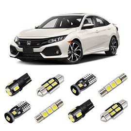 BRISHINE White Interior LED Lights Kit for Honda Civic 2016 2017 2018 2019 2020 2021 Super Bright 6000K Interior LED Light Bulbs Package and Install Tool