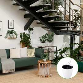 Yungyan 20 Sets 5" Self Watering Hanging Planter White Lazy Flower Pots Plastic Wall Propagation Window Wall Mount Planter with Hooks and Absorbent Cotton Ropes for Indoor Succulent Plants