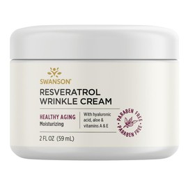Swanson Resveratrol Wrinkle Cream with Hyaluronic Acid - 2 fl Ounce (59 ml) - Healthy-Aging Cream for Smooth, Youthful-Looking Skin