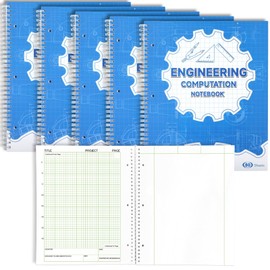 6 Pack Engineering Notebook Computation Pad 9x11 Inch Engineering Wirebound Spiral Notebook Grid Format Pad Engineer Lab Quadrille Graph Paper pad for Drafting Drawing Blueprint Sketching Landscaping