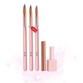 3 Pack Acrylic Nail Brush, Professional Nail Brushes with Ergonomic Handle, Sizes 8/10/14 Brushes, for Nail Extension Acrylic Nail Art Design, Nail Extension & Carving