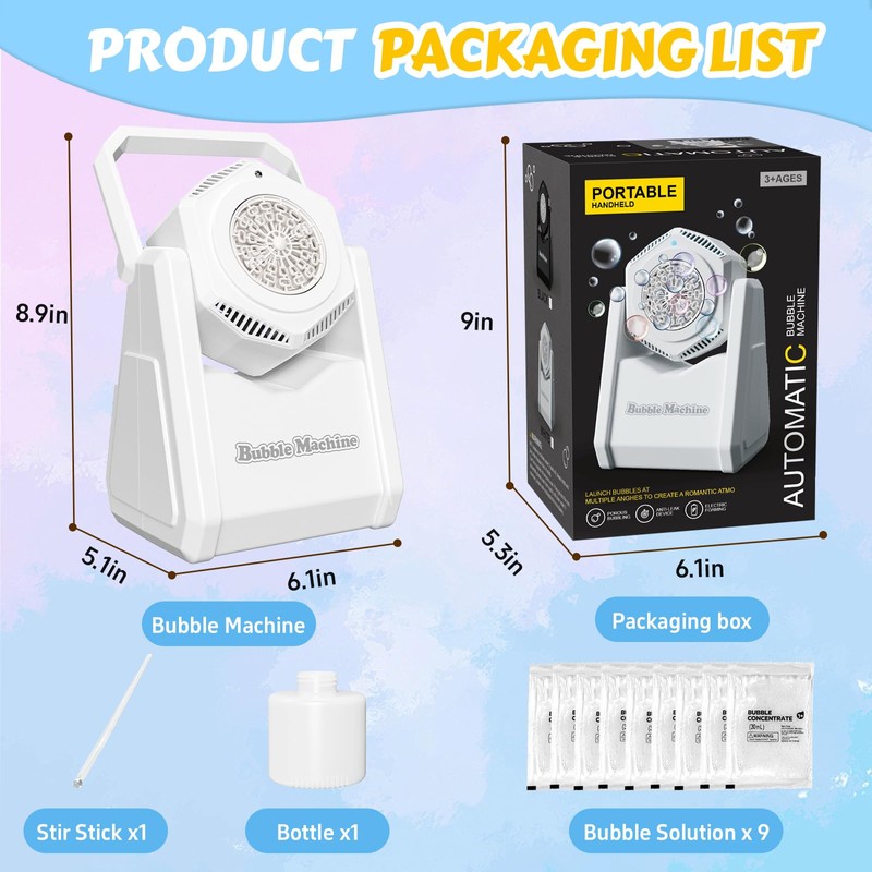 Bubble Machine, Bubble Toys for Kids, White