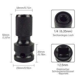 OioTuyi 2 Pieces 1/2 Inch Bit Adapter for Impact Wrench, Socket Adapter 1/2 Inch to 1/4 Inch, Impact Wrench Bit Adapter, Nut Adapter
