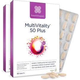 Healthspan Multivitamin 50 Plus | Advanced Multivitamin for Over-50s with 13 Vitamins & 12 Minerals | Includes Ginkgo Biloba & Citrus Bioflavonoids | Supports Immune, Brain, Heart & Bone Health | Vegetarian | 180 Tablets