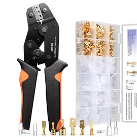 PotentForce Crimping Tool Set for Spade Connectors, 0.5-2.5mm²/AWG 22-16 Wire Crimping Tool with 600pcs Crimp Connectors, Suitable for 2.8mm, 4.8mm, 6.3mm Spade Connectors