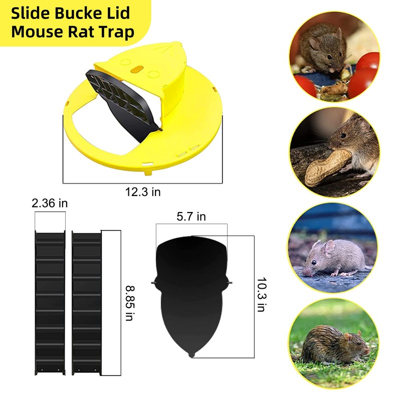 Mouse Trap, Humanized Mousetrap with Flip and Slide Lid, Trap
