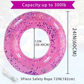 Pool Floats Kids 3 Pack, Inflatable Swim Rings for Kids Pool Tubes Toys, Pool Floats Ring Toys, Summer Beach Swimming Pool Floats Party Supplies + Patch&Tow Rope