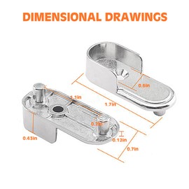 PASDUCHAS 20 PCS Oval Closet Rod Bracket, Zinc Alloy Support 15mm X 30mm, Heavy-Duty Holders with Rear Facing 5mm Pins